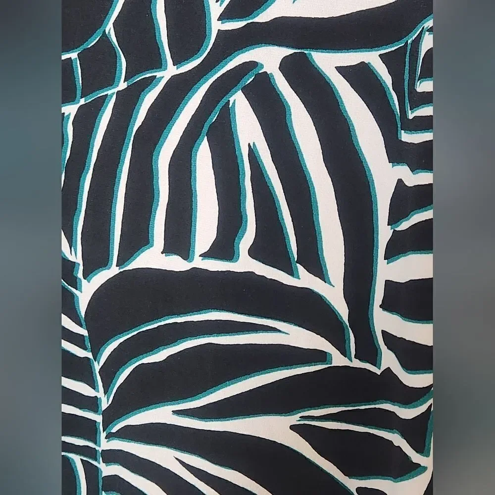 East 5th 2X Black White Blue Elastic Waist Women's Midi Skirt
